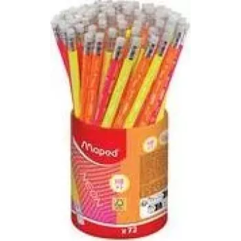 Lápis de grafite Maped Neon HB com borracha, triangular, pack de 72 estojo 853789FC
