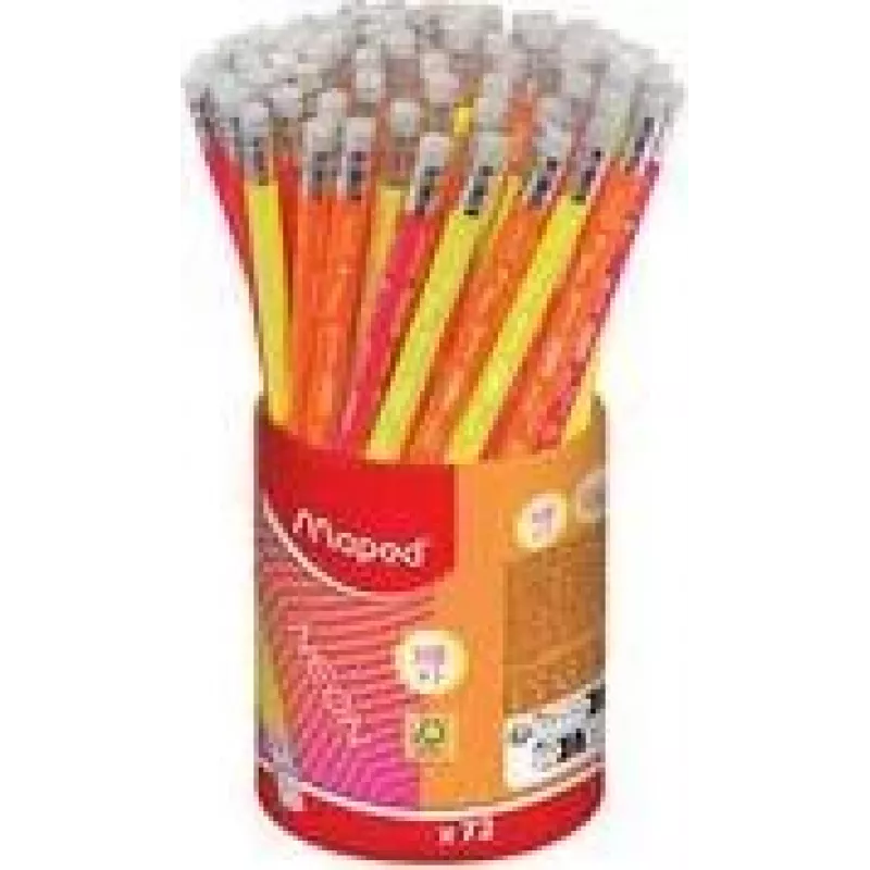 Lápis de grafite Maped Neon HB com borracha, triangular, pack de 72 estojo 853789FC