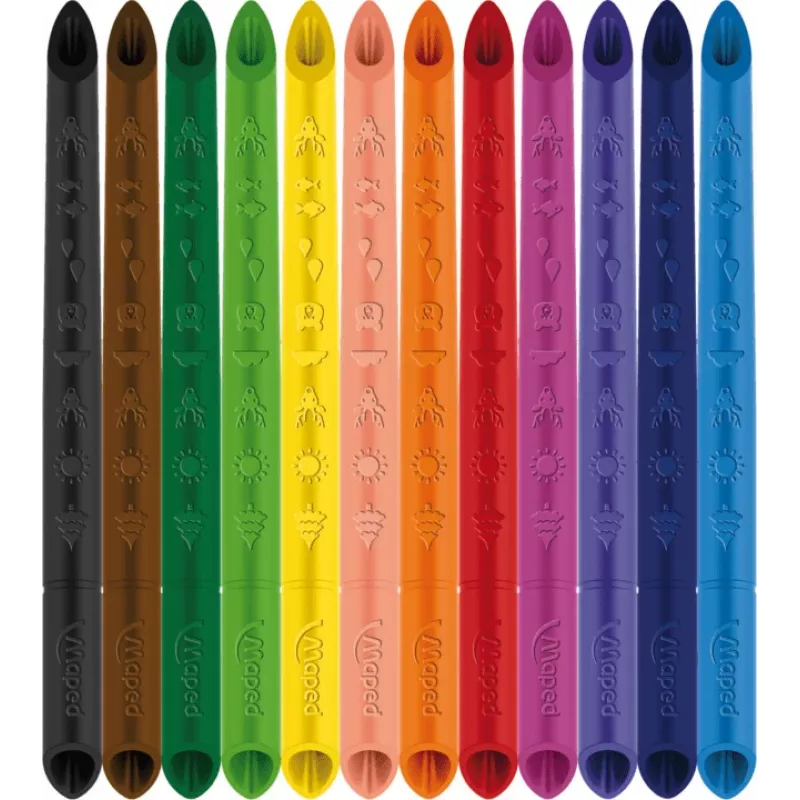 Conjunto de lápis de cor triangulares Maped COLOR'PEPS INFINITY, 12 cores diferentes, dura 10x mais, mina 100% pigmento, estojo reutilizável 861602