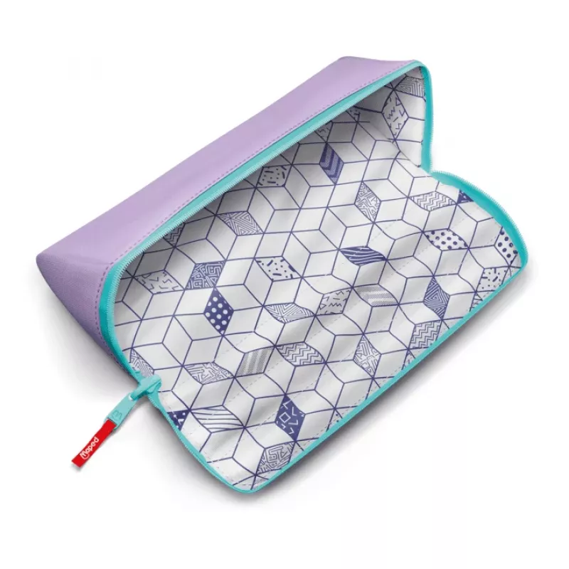 Estojo triangular Maped XXL Classic Pastel Sweet Purple com abertura extra larga e design de dois lados 931910