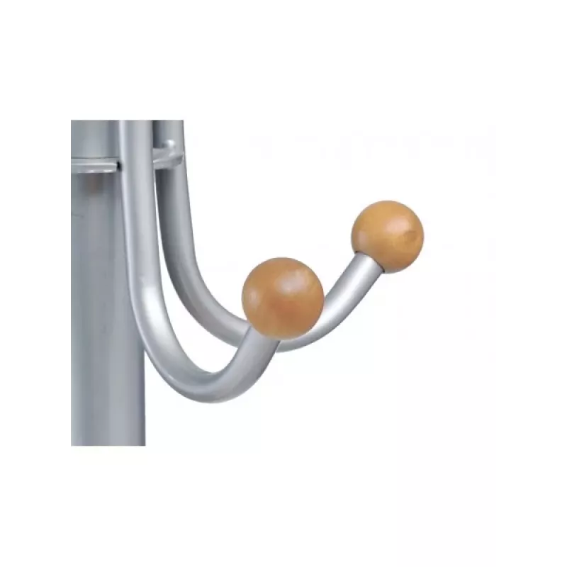 Bengaleiro MAUL Stily com porta-chapéus de chuva, prateado, ganchos de madeira, 8 ganchos, 1750 mm 9403270
