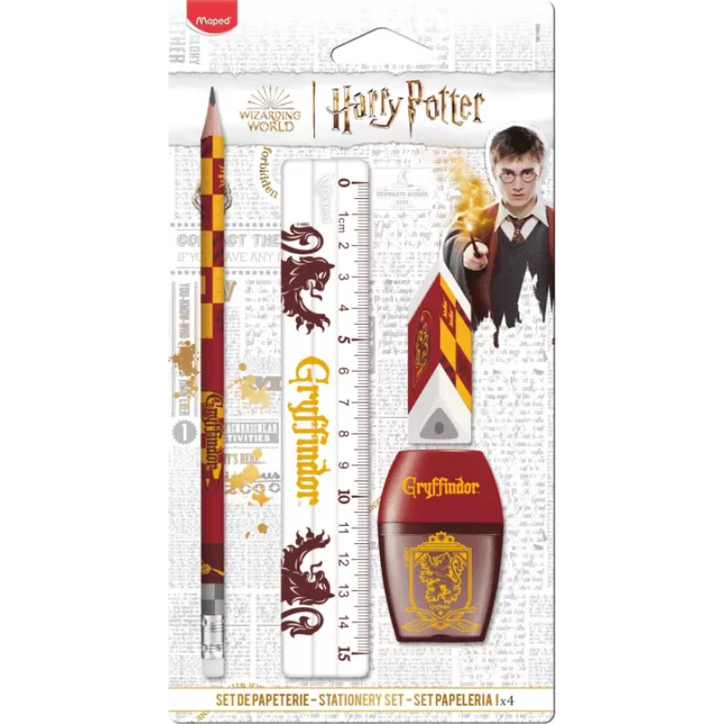 Conjunto de escrita Maped Harry Potter Gryffindor, 4 peças, embalagem blister (981880)