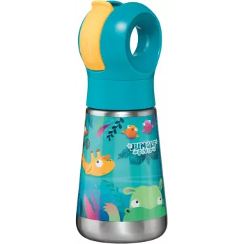 Garrafa térmica Maped PICNIK Jungle Fever, 350 ml em aço inoxidável turquesa com palhinha