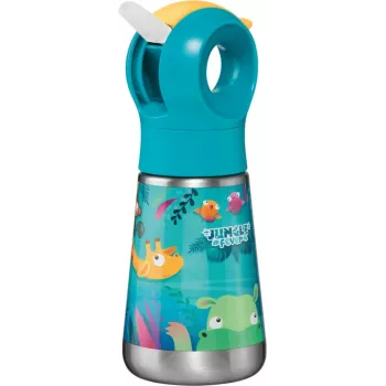 Garrafa térmica Maped PICNIK Jungle Fever, 350 ml em aço inoxidável turquesa com palhinha