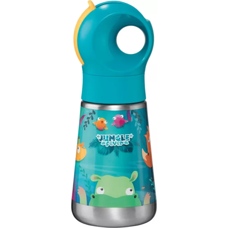 Garrafa térmica Maped PICNIK Jungle Fever, 350 ml em aço inoxidável turquesa com palhinha