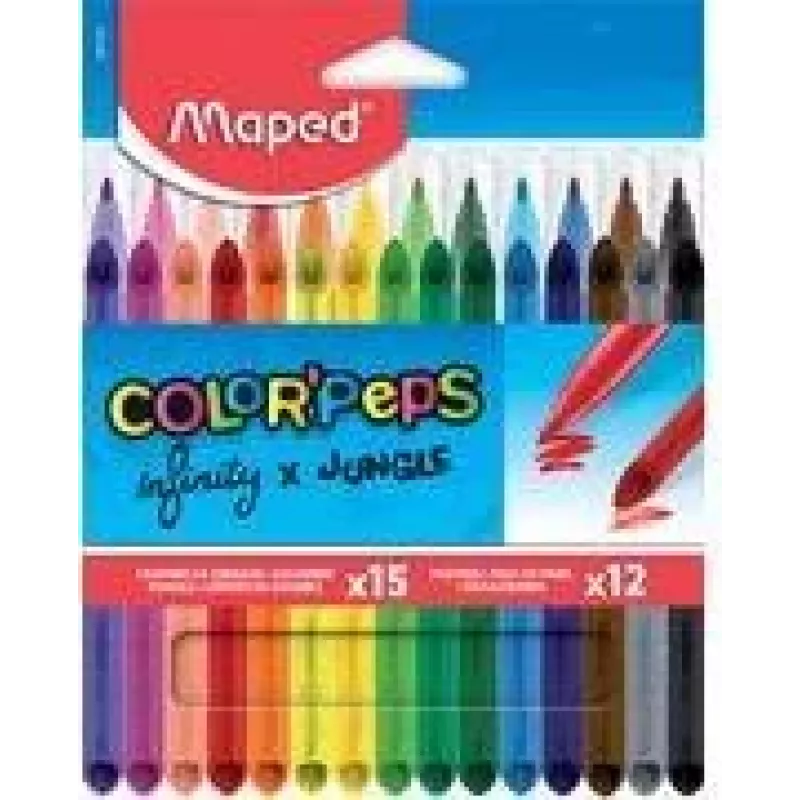 Conjunto de arte combinado Maped INFINITY & COLOR'PEPS, 27 peças, várias cores, estojo de cartão 984744