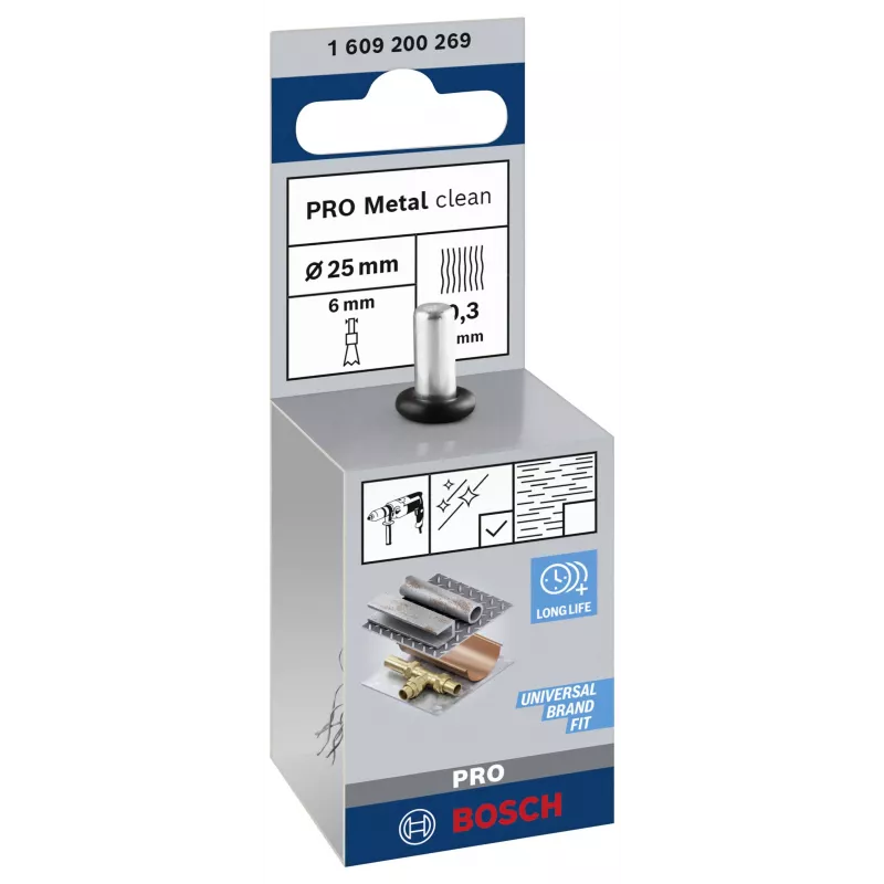 Escova de aço de haste Bosch 1 609 200 269, aço ondulado, 25 mm, haste de 6 mm