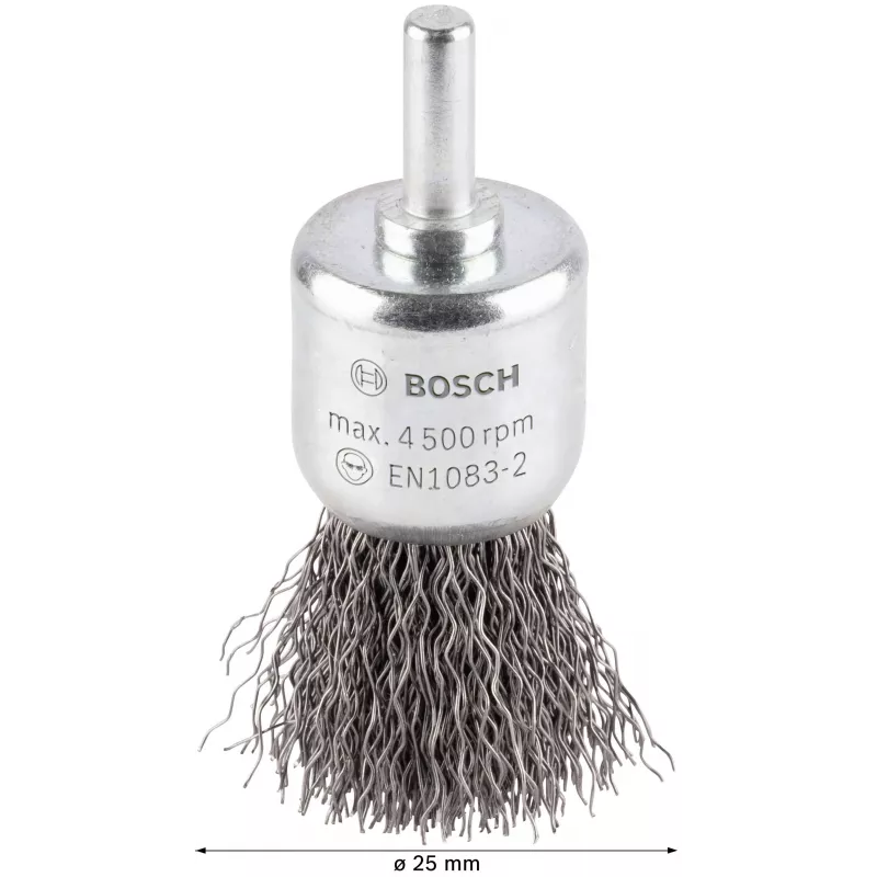 Escova de aço de haste Bosch 1 609 200 269, aço ondulado, 25 mm, haste de 6 mm