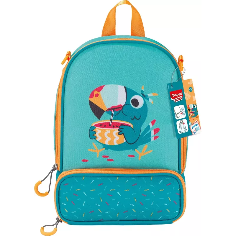 Mochila infantil Maped PICNIK TUKAN, mochila verde de jardim de infância, poliéster, compartimento principal grande – 1 unidade (879003)