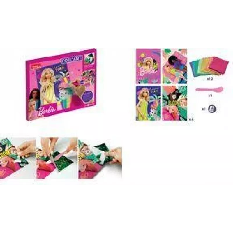 Conjunto criativo Maped Creativ arte em folha Barbie, 18 peças, conjunto de artesanato com folhas metálicas para crianças a partir dos 7 anos 907074