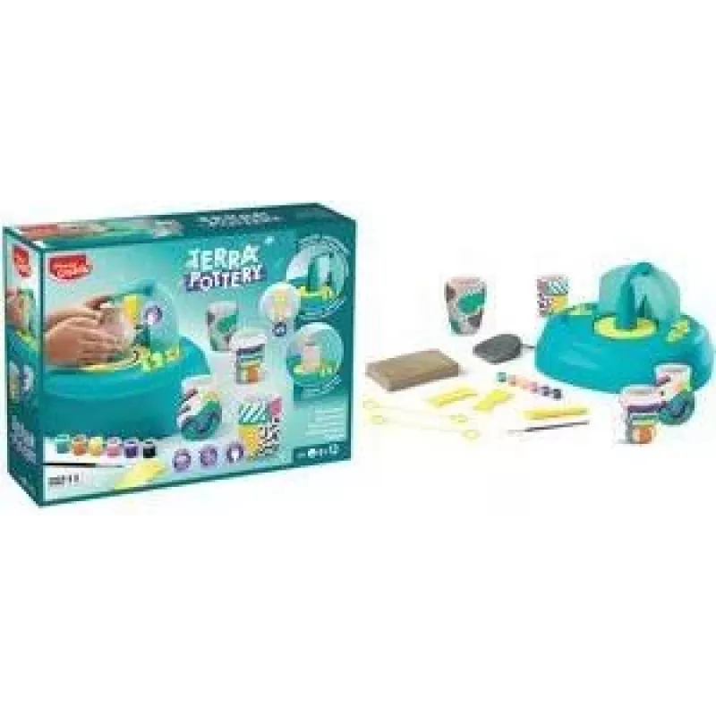 Conjunto de olaria Maped Creativ para crianças a partir dos 8 anos, 2 modos para principiantes e avançados, argila de secagem ao ar com ferramentas e tintas (907220)