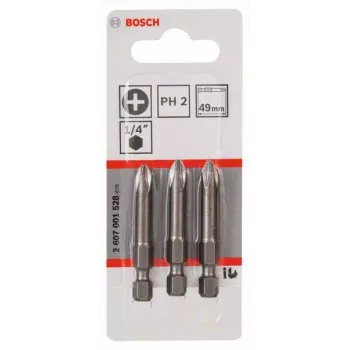 Bits de aparafusar Bosch Professional Extra Hard Phillips PH2 49 mm pack de 3 2607001528