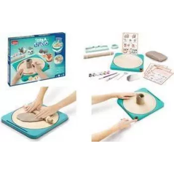 Conjunto de olaria Maped Creativ para crianças a partir dos 5 anos, argila de secagem ao ar com 6 cores, ferramentas, pincel e verniz 907224