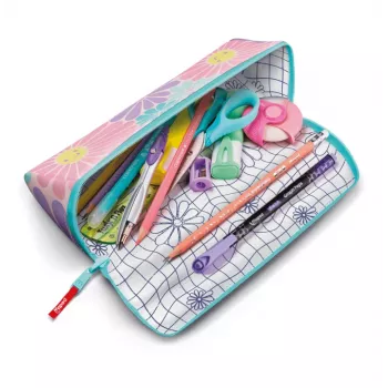 Estojo XXL Maped Fancy Pastel Lovely Daisy, triangular, 2 faces reversíveis, pastel 931911