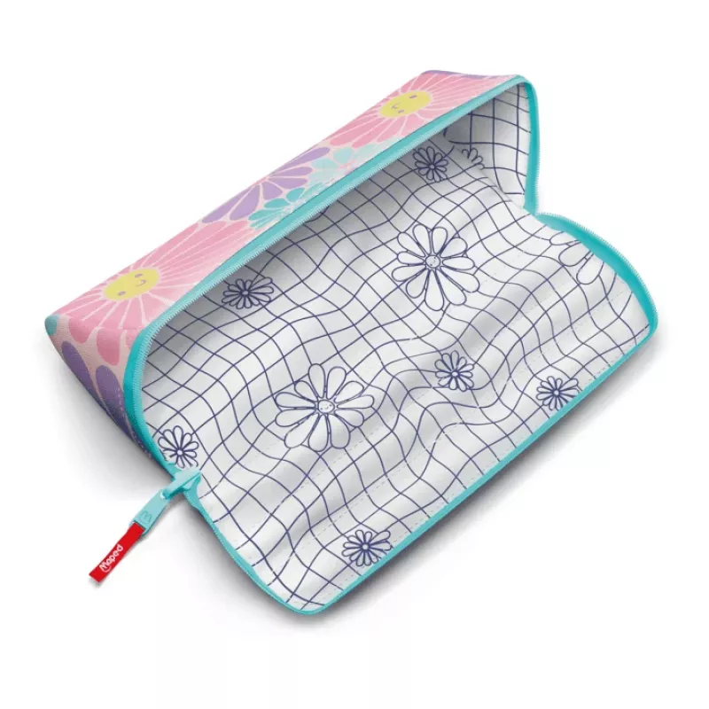 Estojo XXL Maped Fancy Pastel Lovely Daisy, triangular, 2 faces reversíveis, pastel 931911