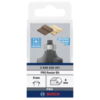 Fresa de arredondar Bosch Expert for Wood, haste 8 mm, R1 8 mm, comprimento de corte 15,5 mm, comprimento total 53 mm 2608628341