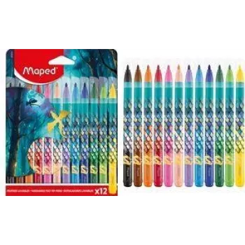 Marcadores Maped DRAGON, 12 cores diferentes, ponta redonda 2,8 mm, estojo de cartão 845434