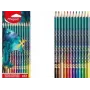 Lápis de cor triangulares Maped DRAGON, 12 cores diferentes, mina macia resistente à quebra, estojo de cartão com motivo de dragão 862234