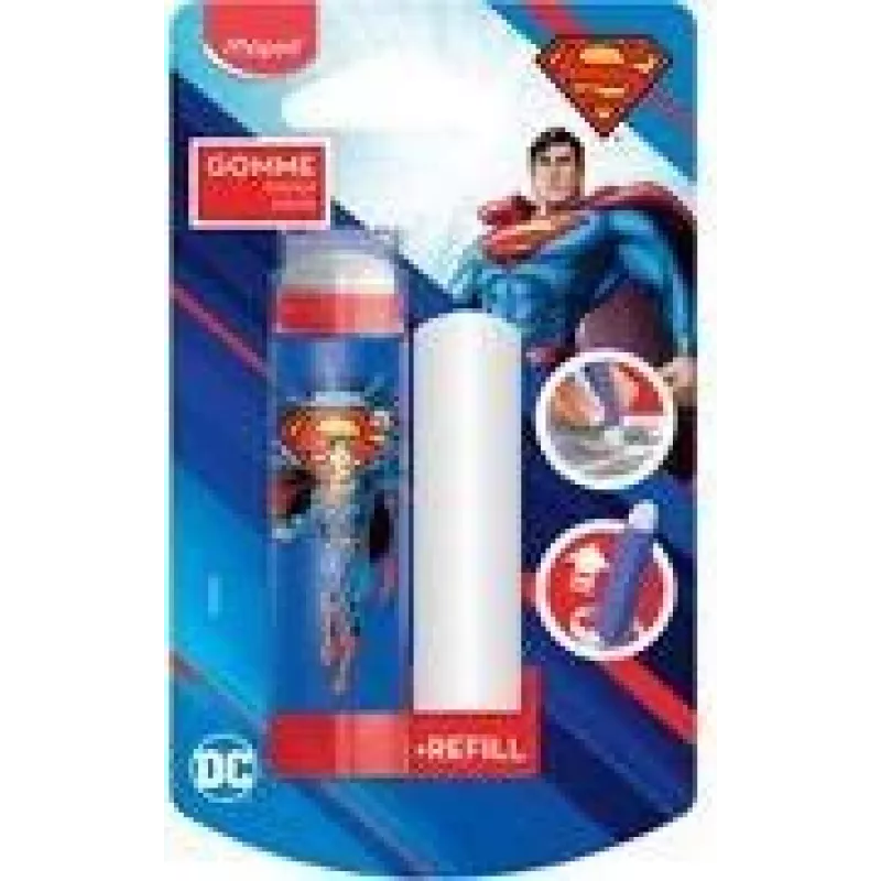 Borracha de plástico Maped Superman com recarga, mecanismo rotativo estilo batom, blister 152033