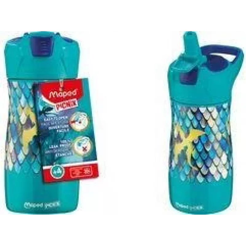 Garrafa infantil Maped PICNIK em aço inoxidável 0,43L dragão verde/azul 871295