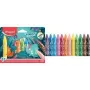 Lápis de cera triangulares jumbo Maped Jungle Fever, 12 cores diferentes, motivos de animais, estojo de cartão, a partir de 1 ano