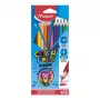 Lápis de cor triangulares Maped COLOR'PEPS STRONG, 12 cores diferentes, mina resistente à quebra de 3,2 mm, estojo de cartão 862712
