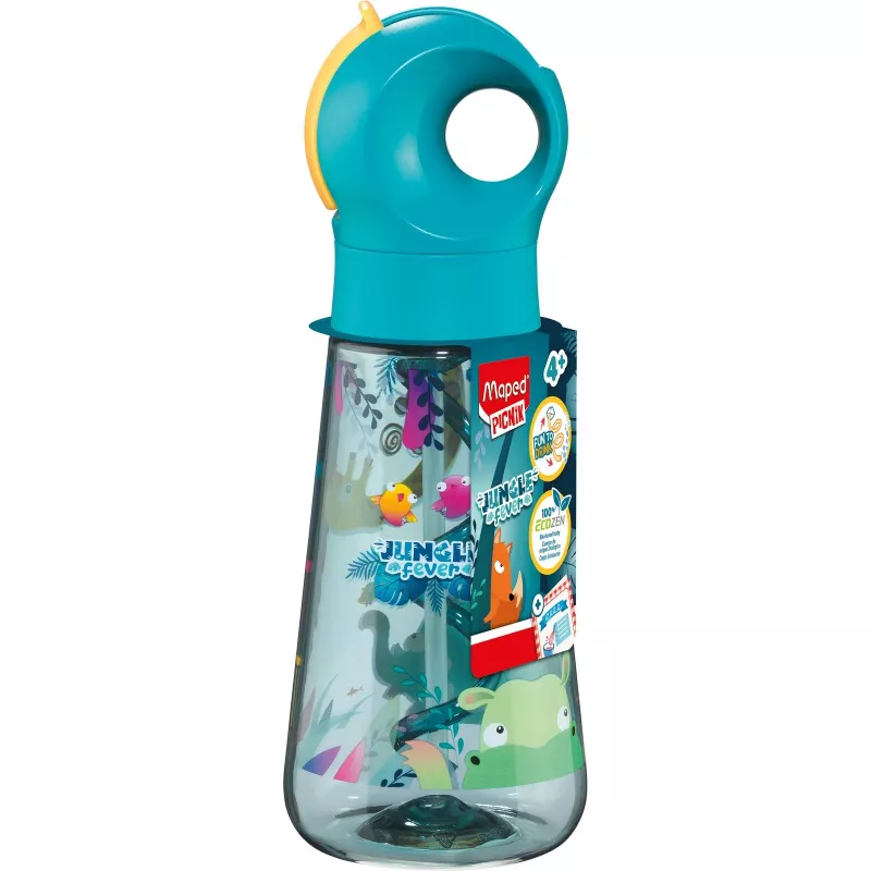 Garrafa de água Maped PICNIK JUNGLE FEVER, 0,5 L, turquesa, Ecozen com palhinha 873199