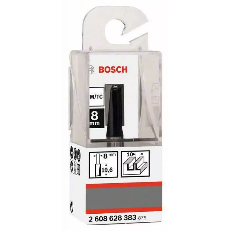Fresa de ranhurar Bosch, haste de 8 mm, 10 mm de diâmetro, 20 mm de comprimento de corte, 51 mm de comprimento total 2608628383