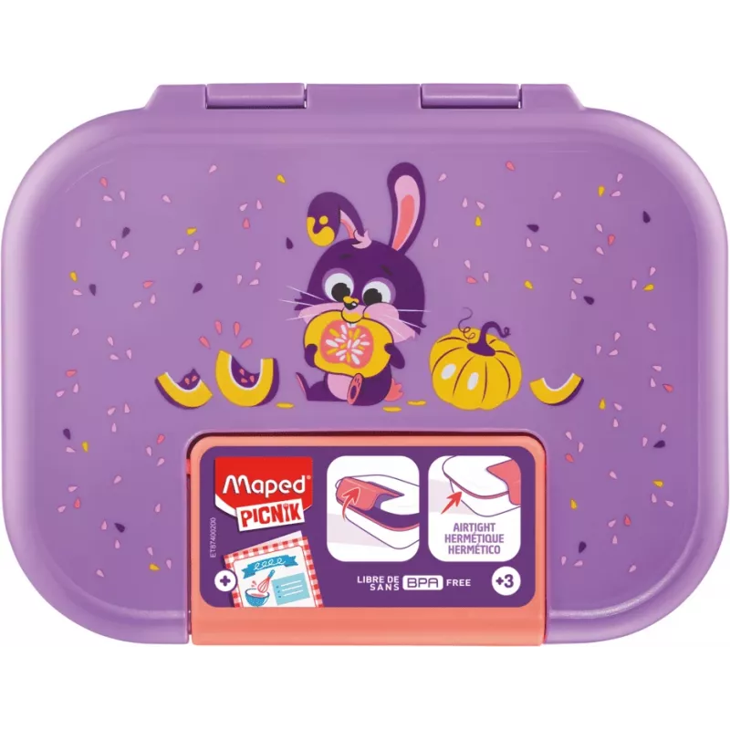 Lancheira Maped PICNIK coelho, aço inoxidável, 0,9 L, tampa de plástico com vedação de silicone – 1 unid. (874002)