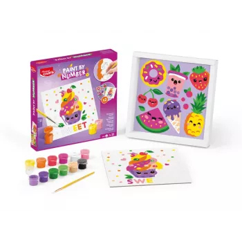 Conjunto de pintura por números Maped Creativ Kawaii Food Sweet - 2 telas pré-impressas, 10 tintas acrílicas, pincel, a partir de 7 anos 907088