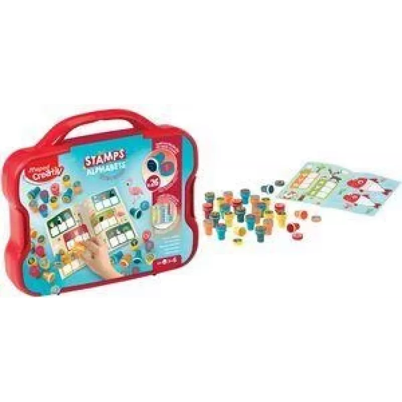 Conjunto de carimbos autoentintáveis Maped Creativ alfabeto, 26 letras, estojo de plástico 907089