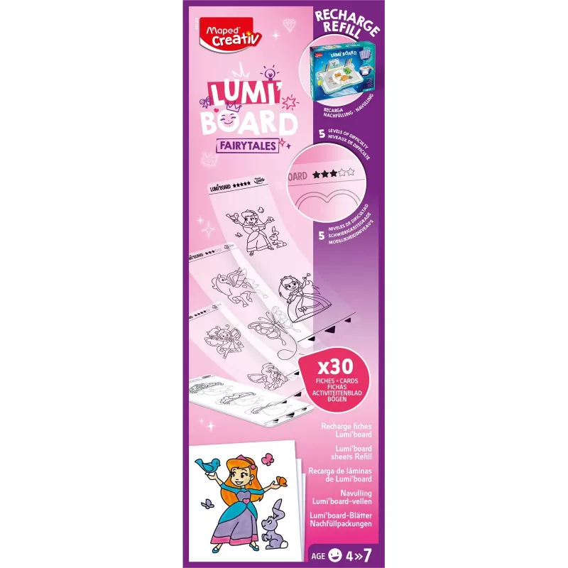 Recarga Maped Creativ Princess para mesas de luz LED LUMI BOARD, 20 folhas de papel transparente 907096