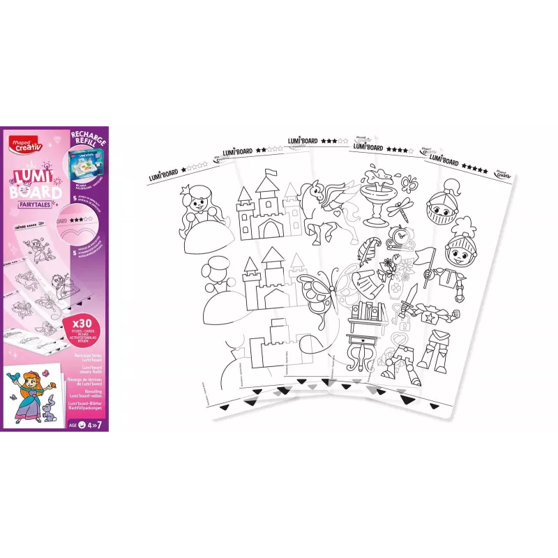 Recarga Maped Creativ Princess para mesas de luz LED LUMI BOARD, 20 folhas de papel transparente 907096