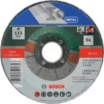 Disco de corte Bosch A 30 S BF, 115 mm x 1,0 mm x 22,23 mm, centro rebaixado, 5 unid. 2609256332