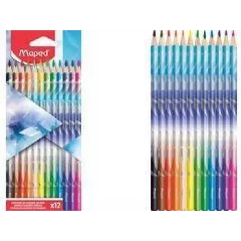 Maped ARCTIC Lápis de Cor Triangulares, 12 cores diferentes, mina macia resistente à quebra, estojo de cartão 831734