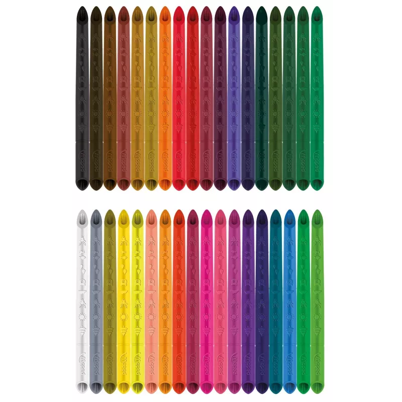 Maped COLOR'PEPS INFINITY Lápis de Cor Triangulares, 36 cores diferentes, sem madeira, 100% núcleo de pigmento, 10x mais duradouros, estojo ergonómico 861623