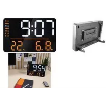 UNILUX NUMI Relógio de Parede Digital LED Multifunções, Preto com Comando, regulação de brilho em 10 níveis, alarme 400202319