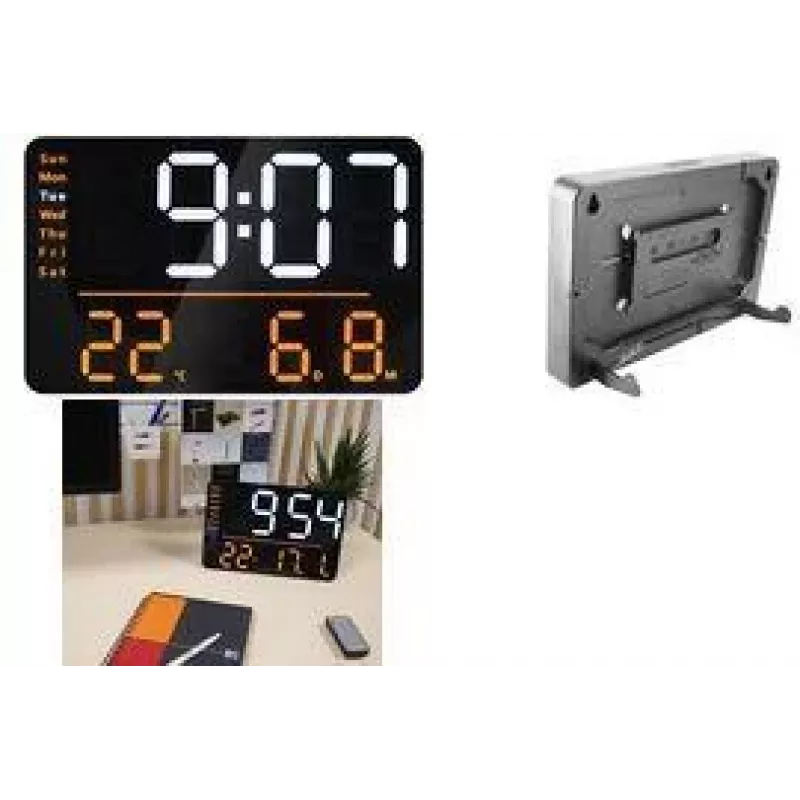 UNILUX NUMI Relógio de Parede Digital LED Multifunções, Preto com Comando, regulação de brilho em 10 níveis, alarme 400202319