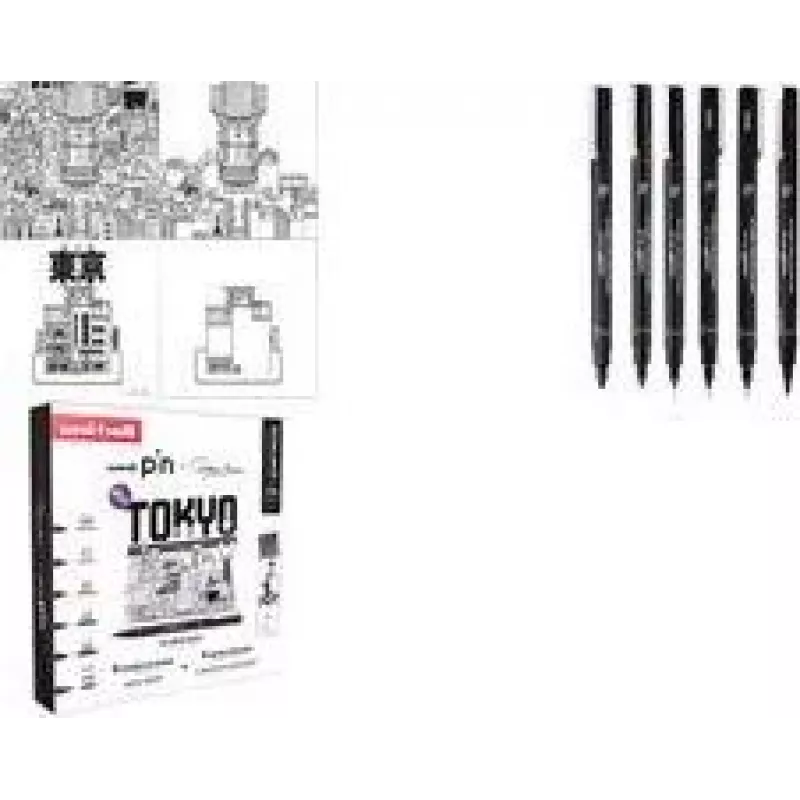 Fineliner uni-ball PIN TOKYO, conjunto criativo de 6 peças, tinta pigmentada resistente à água, pontas com revestimento metálico (CF PIN/6 001)