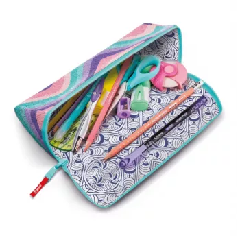 Estojo Maped Effect Pastel Softy Waves XXL, triangular, reversível, Pastel Waves 931913