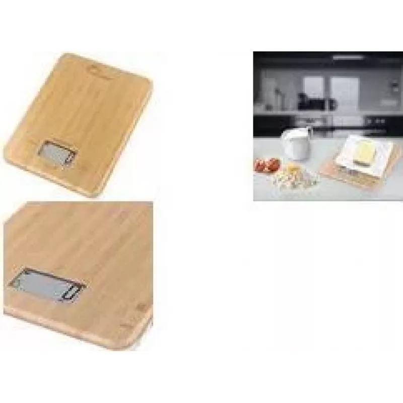 Balança de cozinha eletrónica fina Little Balance LB 8543 em bambu com visor LCD, capacidade 5 kg, precisão 1 g