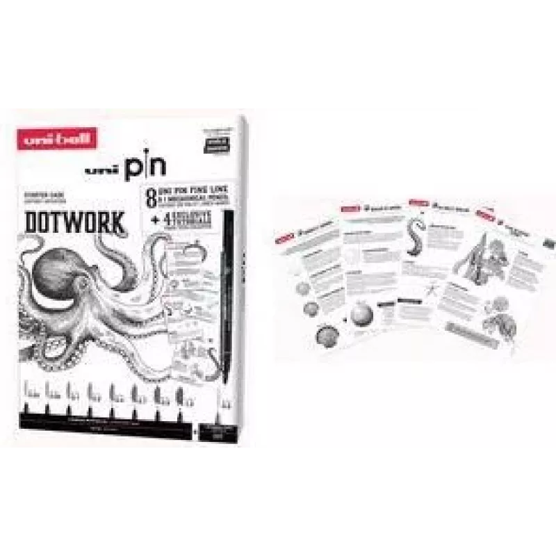 Conjunto inicial uni-ball DOTWORK uni pin, estojo de 9 peças com 8 fineliners e 1 lápis mecânico Shalaku S (CF PIN/8 005)