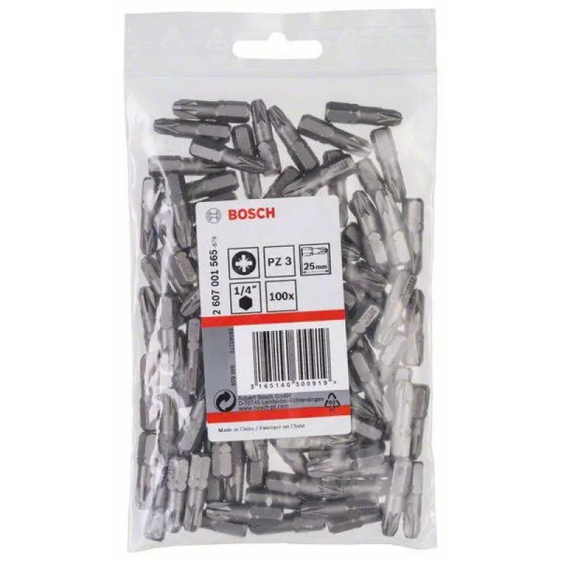 Bosch Pozidriv Bit PZ3 25 mm, pack de 100 2607001565