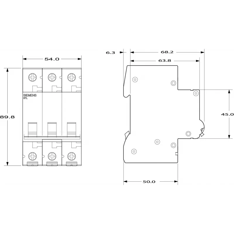SIEMENS 5TL13910 interruptor seccionador 100A tripolar 400V AC calha DIN
