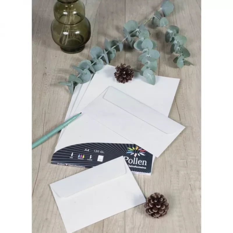 Pollen by Clairefontaine envelope DL, natural papel 100% reciclado, 120 g/m², 110 x 220 mm, 1 unid. (55012C)