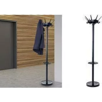 MAULcaligo bengaleiro, preto, 8 ganchos, cabeça rotativa, porta-chapéus de chuva 94080