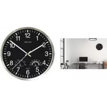 UNILUX WETTY relógio de parede 300 mm preto com termómetro e higrómetro 400140807