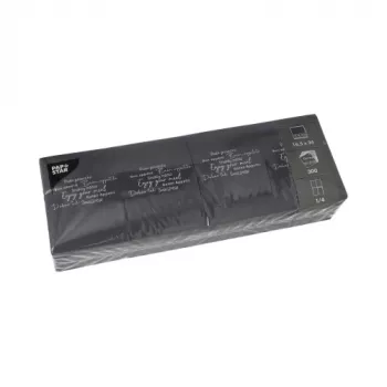 Guardanapos de snack PAPSTAR DAILY Collection, preto, dobra 1/4, impressão «Enjoy your Meal», 50 unid. 37407