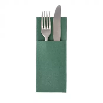 Bolsa para guardanapos PAPSTAR ROYAL Collection, verde-escuro, tissue premium semelhante a tecido, pré-dobrado com bolsa para talheres, 40 x 40 cm, 50 unid. 37334