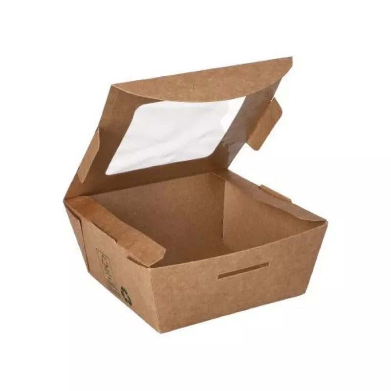 Recipiente alimentar descartável de cartão Papstar 87250 com revestimento PLA, castanho, 750 ml, 50 unid.